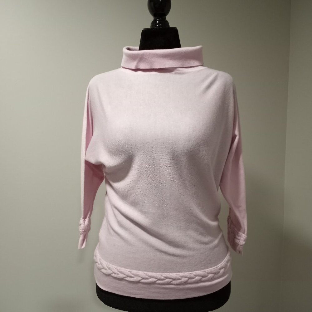 W BY WORTH PINK 3/4 SLEEVE WOOL KNIT TOP WOMAN SIZE S